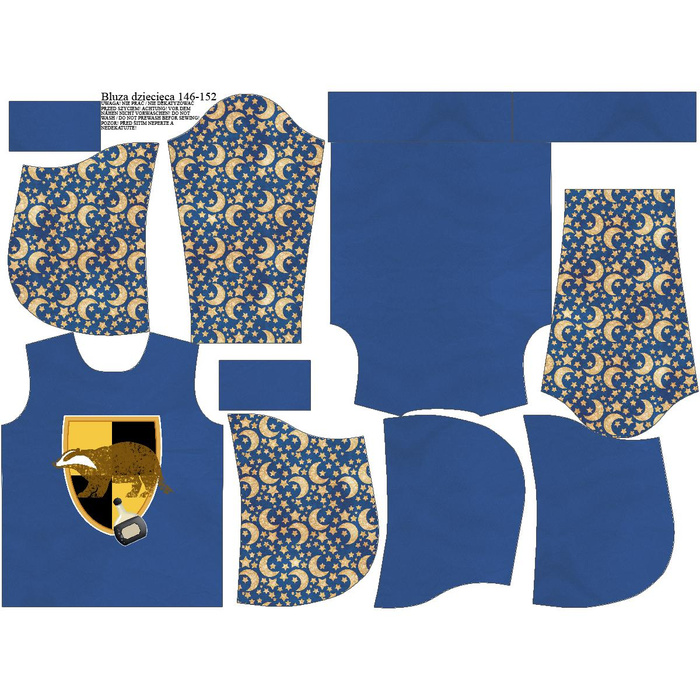 KID'S HOODIE - COAT OF ARMS pat. 2 (MAGIC SCHOOL) - looped knit fabric (122/128)