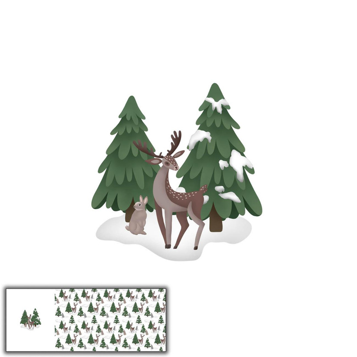 JELEŃ I ZAJĄCZEK (W MIKOŁAJKOWYM LESIE) - PANEL PANORAMICZNY (60 x 155cm)