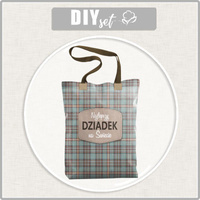 SHOPPER BAG - NAJLEPSZY DZIADEK NA ŚWIECIE / check retro - Cotton woven fabric - sewing set