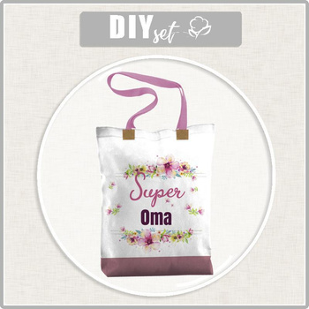 SHOPPER TASCHE - SUPER OMA / rosa - Baumwoll Webware - Nähset