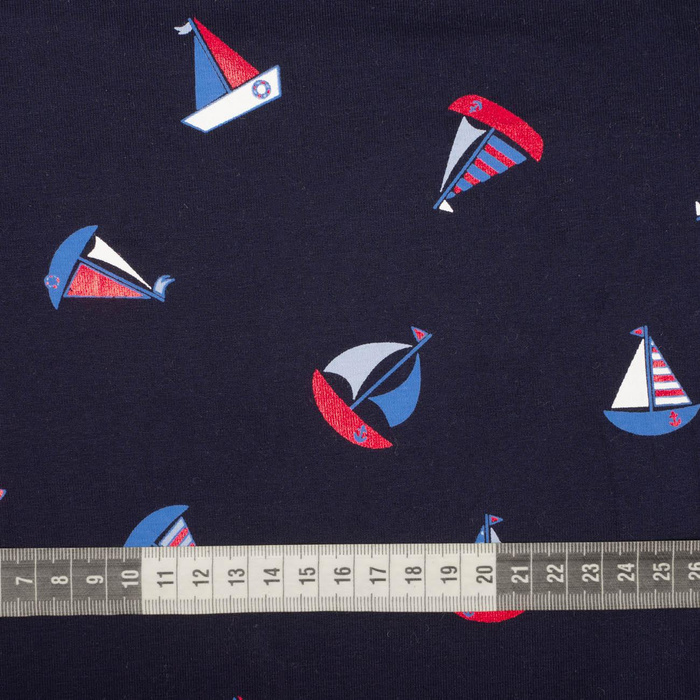 SAILING SHIPS pat. 2 / navy - single jersey