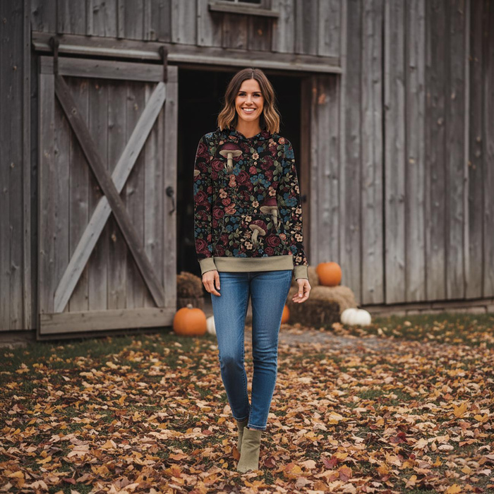 CLASSIC DAMEN HOODIE (POLA) - FLOWERS WZ.60 - Nähset M