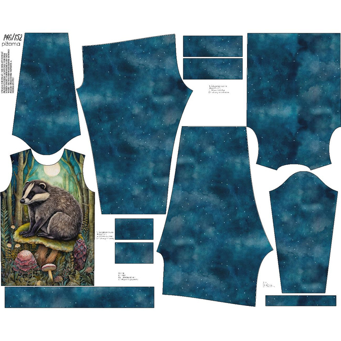 CHILDREN'S PAJAMAS " MIKI" - BOHO BADGER - sewing set (146/152)