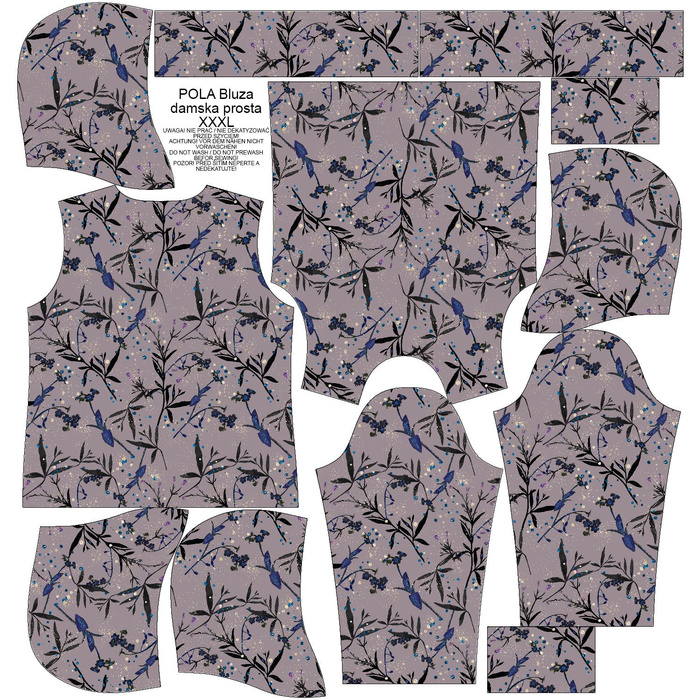 BLUZA DAMSKA (POLA) CLASSIC Z KAPTUREM - ZACZAROWANA ŁĄKA (ZACZAROWANA NOC) - dzianina pętelkowa XXXL