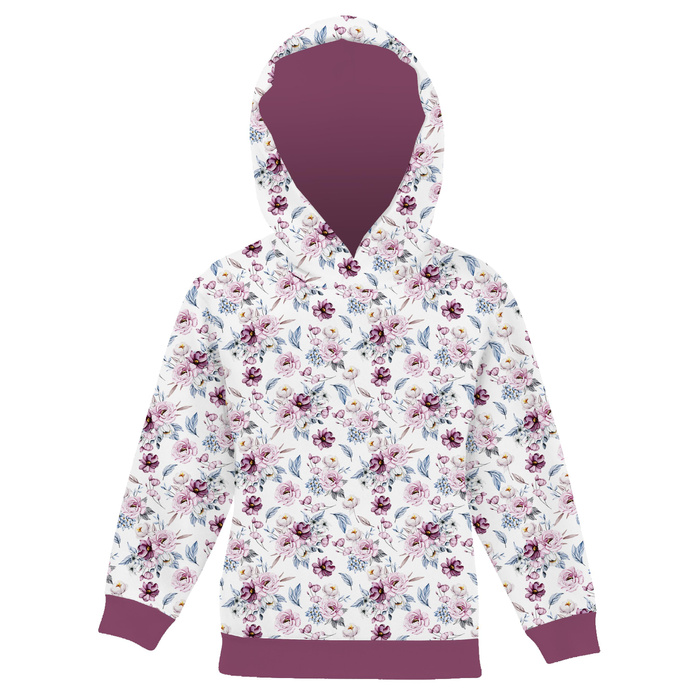 KID'S HOODIE (ALEX) - WATERCOLOR BOUQUET Pat. 2 - looped knit fabric (146/152)