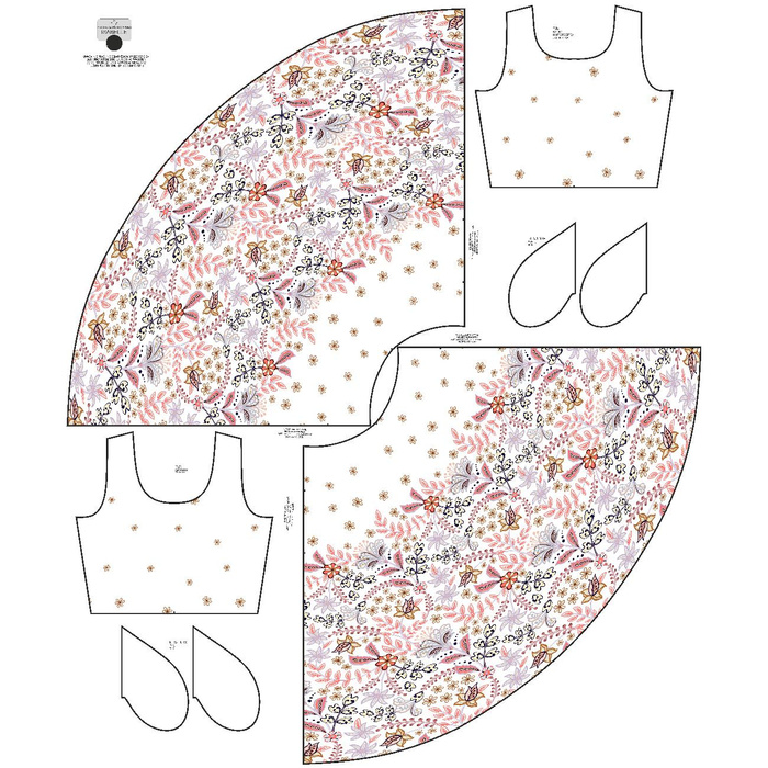 DRESS "ISABELLE" - FLOWERS (pattern no. 3) / white - sewing set XXL
