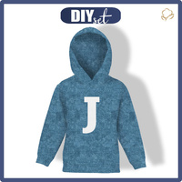 KID'S HOODIE (ALEX) - "J" / acid wash atlantic blue - sewing set