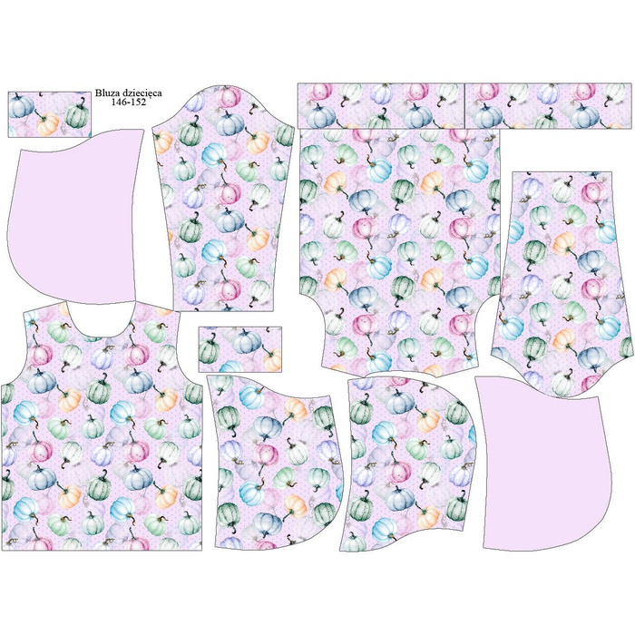 KIDS HOODIE - PUMPKINS pat. 2 (PUMPKIN GARDEN) - looped knit fabric (110/116)