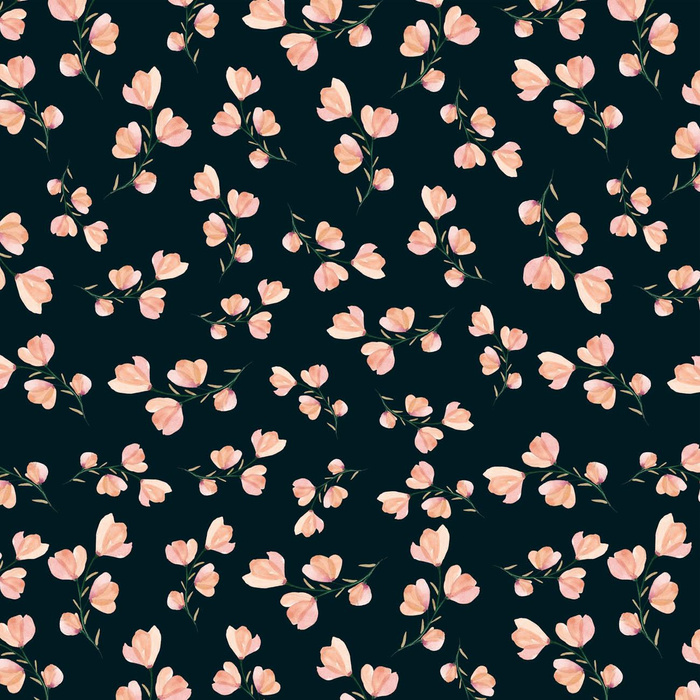 PINK FLOWERS PAT. 4 / black - Waterproof woven fabric