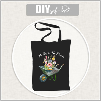 SHOPPER KABELKA - NO RAIN, NO FLOWER - Sada šití