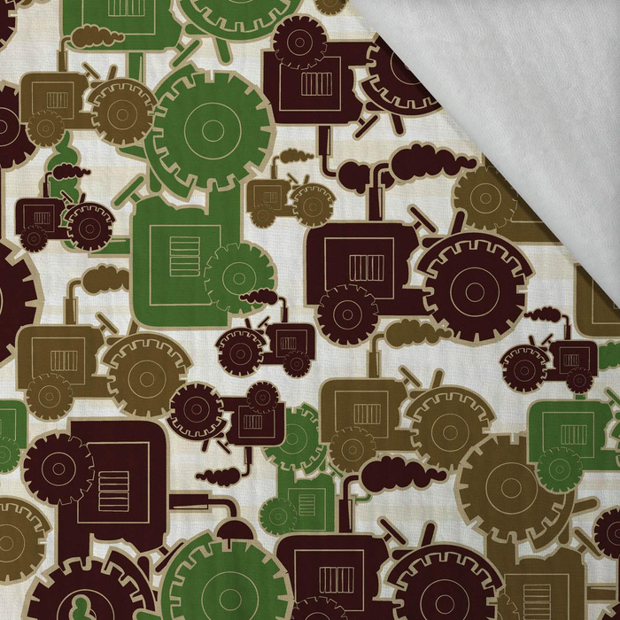 TRACTORS / green - Cotton muslin