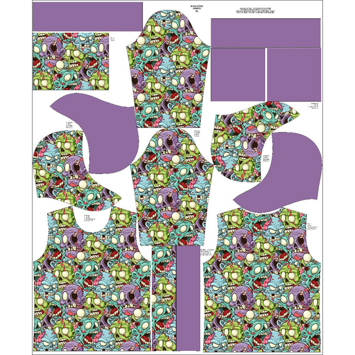 UNISEX HOODIE (HYDRA) - ZOMBIE - sewing set XL