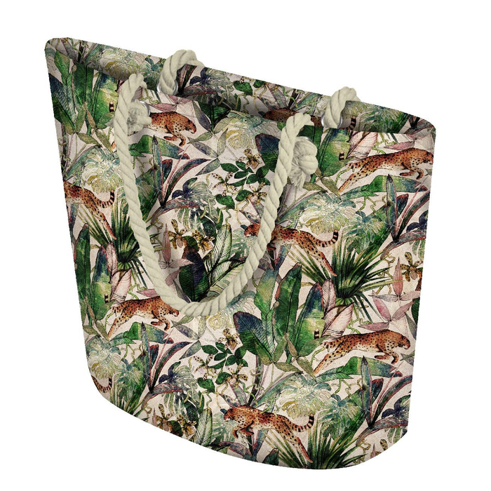 TOTE BAG - CHEETAH / leaves - sewing set