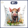 PILLOW 45X45 - WATERCOLOR PIGGY - Panama 220g - sewing set