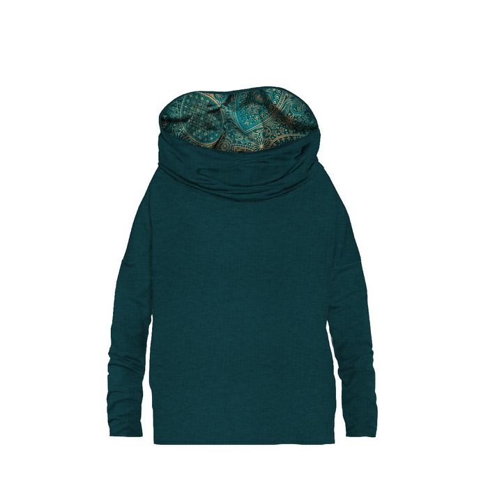 BLUZA DAMSKA (FURIA) NIETOPERZ Z KOMINEM - MELANŻ SZMARAGDOWY / MEHNDI 2.0 - zestaw do uszycia/ CYRANECZKA