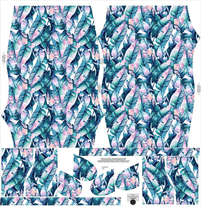 DRESS "CARMEN" - WATER-COLOR LEAVES - crepe XS