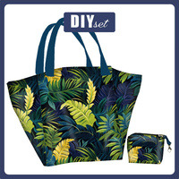 Torba XL z saszetką 2 w 1 - GREEN LEAVES wz.2 - zestaw do uszycia