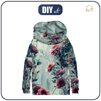 BLUZA DAMSKA (FURIA) NIETOPERZ Z KOMINEM - VINTAGE FLOWERS wz. 2 - zestaw do uszycia L