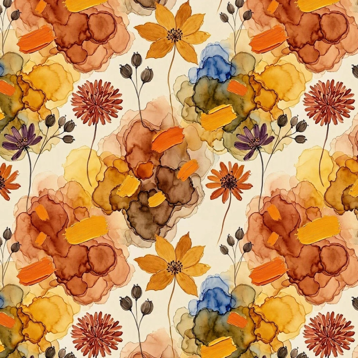 AUTUMN FLOWERS WZ. 25 - Drelich bawełniany