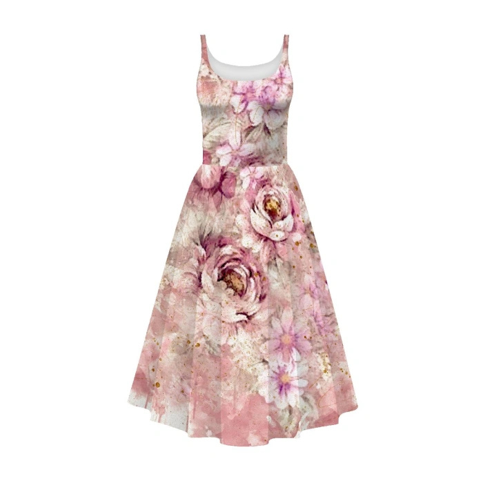 DRESS "ISABELLE" - WATERCOLOR FLOWERS wz. 6 - sewing set M