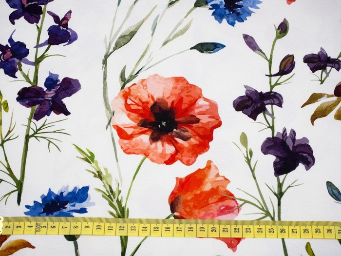 POLNÍ KVĚTINY / vanilkový - Viskózový úplet WE210