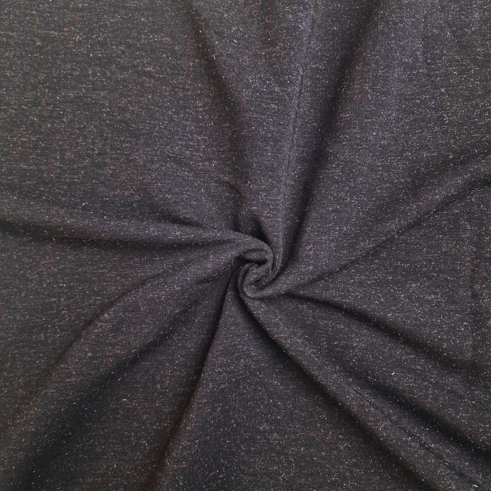 Baumwolle Wintersweat angeraut mit Elastan 250g - SCHWARZ MIT LUREX-FADEN