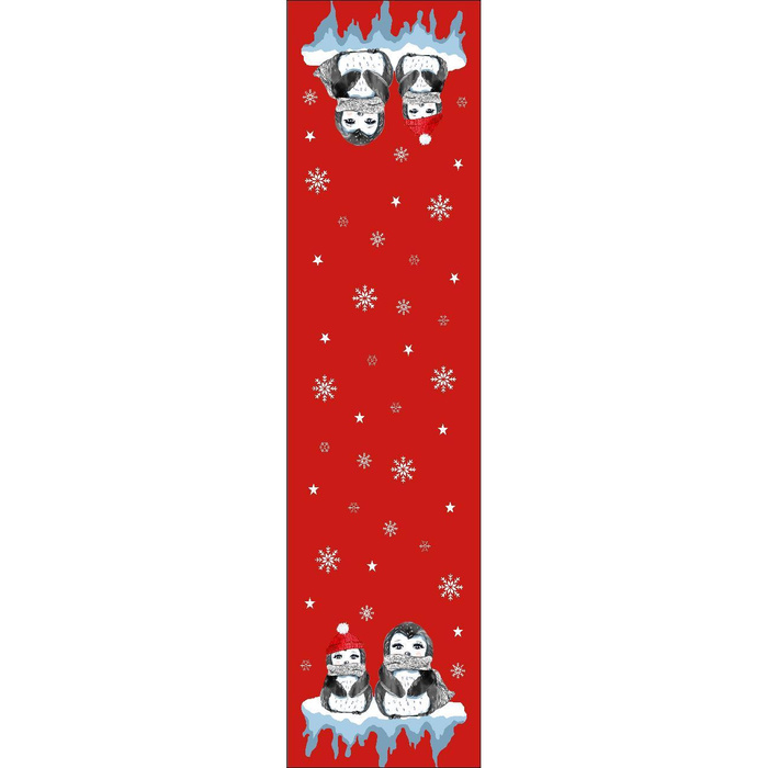 TISCHLÄUFER PANEL - PINGUINE (VERZAUBERTER WINTER) - Webware für Tischdecken