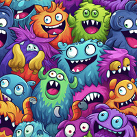 CRAZY MONSTERS WZ. 2 - tkanina bawełniana