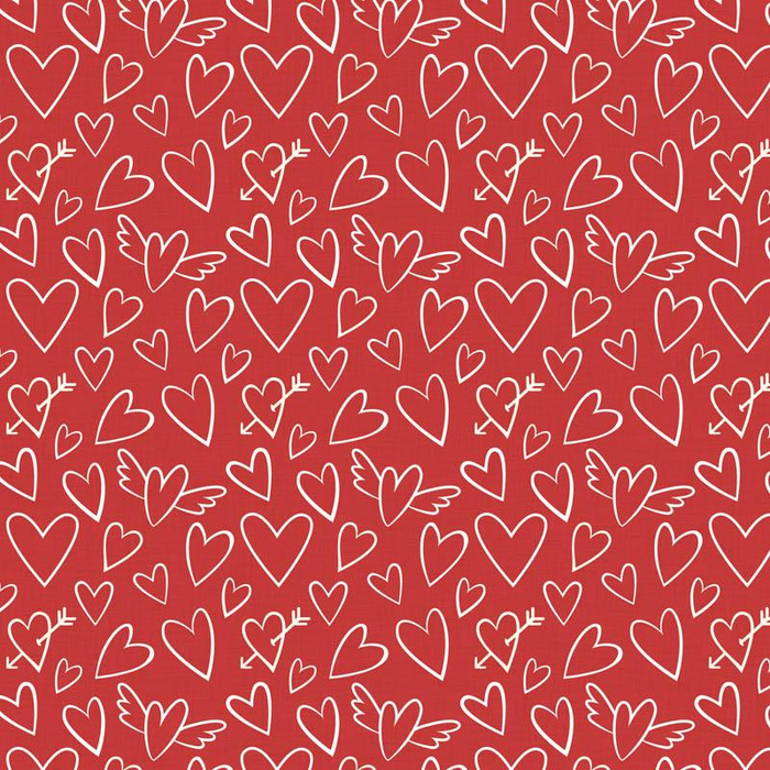WINGED HEARTS / red (VALENTINE'S MIX) - Waterproof woven fabric