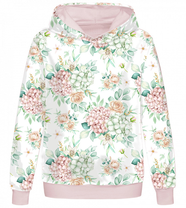 BLUZA DAMSKA (POLA) CLASSIC Z KAPTUREM - HORTENSJE - dzianina pętelkowa XXXL
