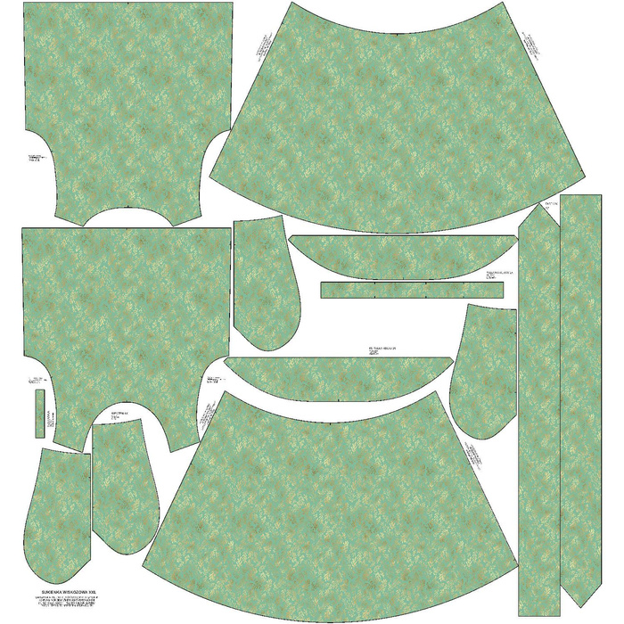 DRESS "EMMA" - GOLDEN CORALS (GOLDEN OCEAN) / mint - Viscose jersey with elastane XS