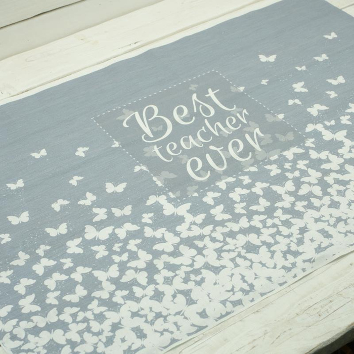 Best teacher ever / butterflies - Cotton woven fabric panel