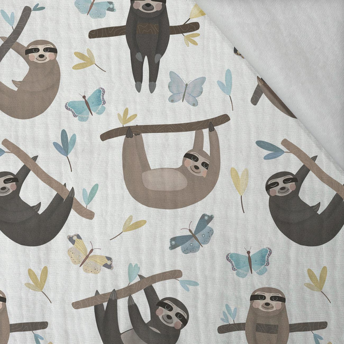 SLOTHS / butterflies (SLOTHS) / white - Cotton muslin