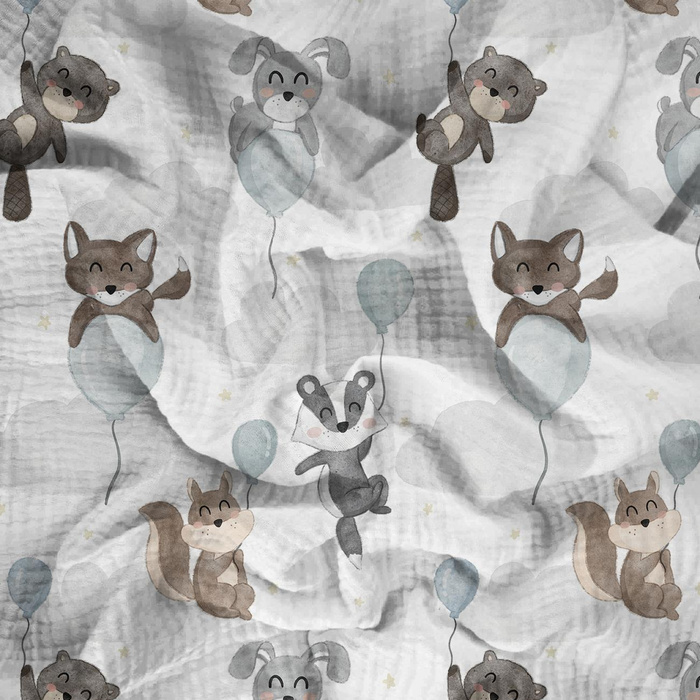 ANIMALS IN CLOUDS pat. 2 - Cotton muslin