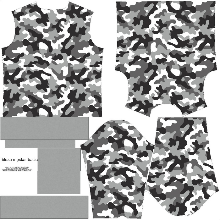 BASIC HERREN SWEATSHIRT (OREGON) - CAMOUFLAGE GRAU - Sommersweat XXXL