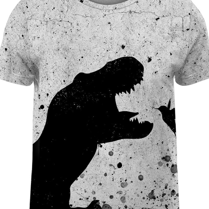 HERREN T-SHIRT - SCHWARZER DINOSAURIER - Single Jersey XXL