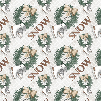 ICE SKATES / SNOW (WINTER IN THE CITY) - looped knit fabric