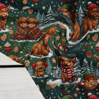 CHRISTMAS HIGHLAND COWS - Crepe