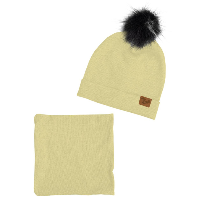 Flaschengrün (BUTTER YELLOW) - Mütze und Loop kreatives Nähset