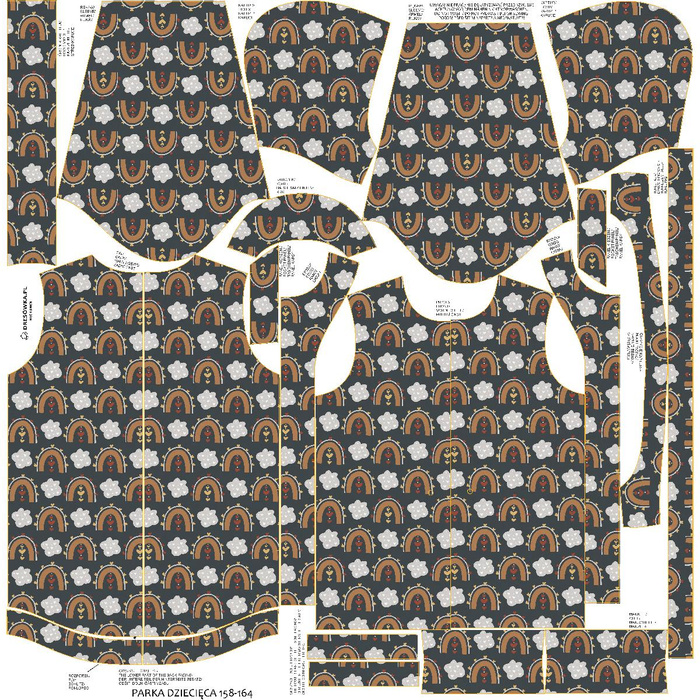 KIDS PARKA (ARIEL) - VALENTINE'S RAINBOW pat. 2 / graphite (RAINBOWS AND HEARTS) - softshell (122/128)