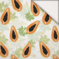 PAPAYA ORANGE & WHITE - leichte Maschenware angeraut