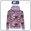BLUZA DAMSKA (POLA) CLASSIC Z KAPTUREM - KOMIKS (fioletowo - czerwony) - dzianina pętelkowa XXL