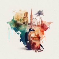 TRAVEL TIME MS. 6 - Paneel (60cm x 50cm) SINGLE JERSEY