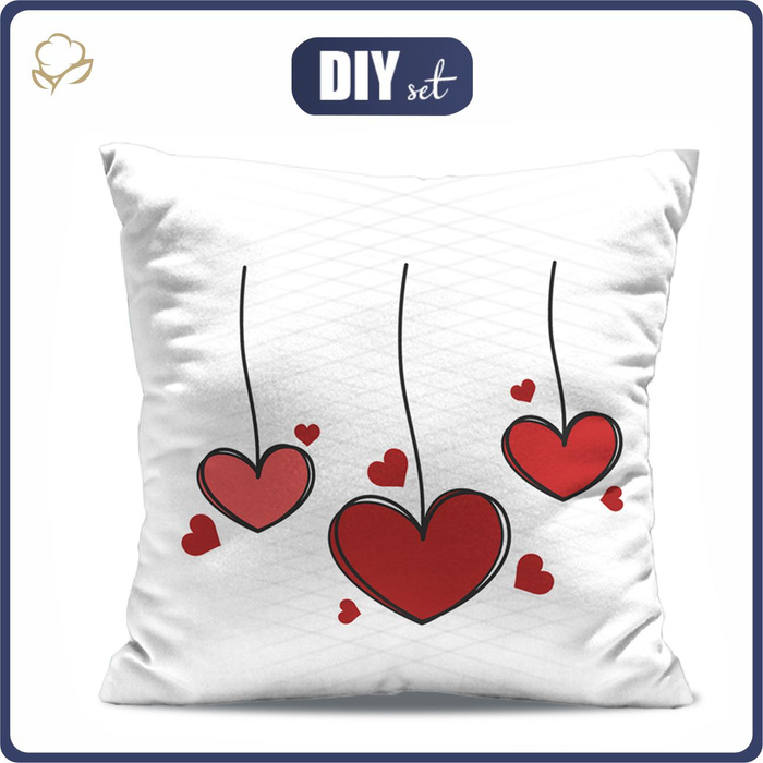 KISSEN 45x45 - VALENTINESHERZEN (HAPPY VALENTINE’S DAY) - Baumwoll Webware - Vorderseite + Rückseite