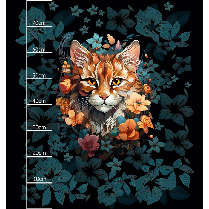 ANIMALS MANDALA wz.12 (cat) - panel (75cm x 80cm) - dzianina pętelkowa z elastanem ITY