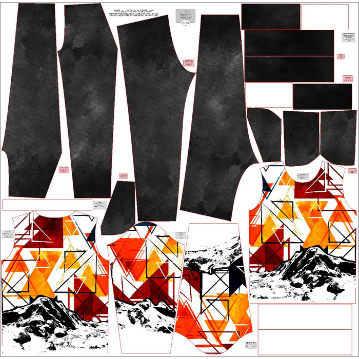 Jogginganzug für Kinder (MILAN) - BERGE / DREIECKE - Nähset (146/152)