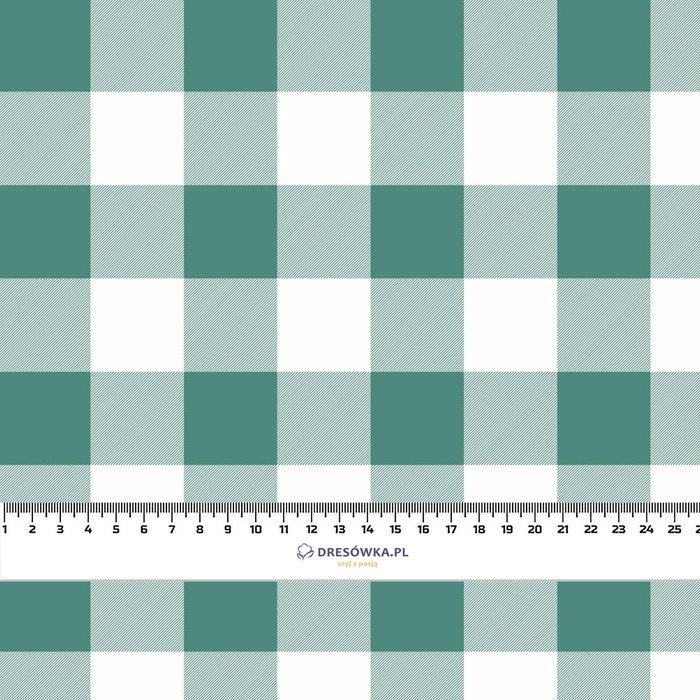 VICHY GRID GREEN  - Woven Fabric for tablecloths
