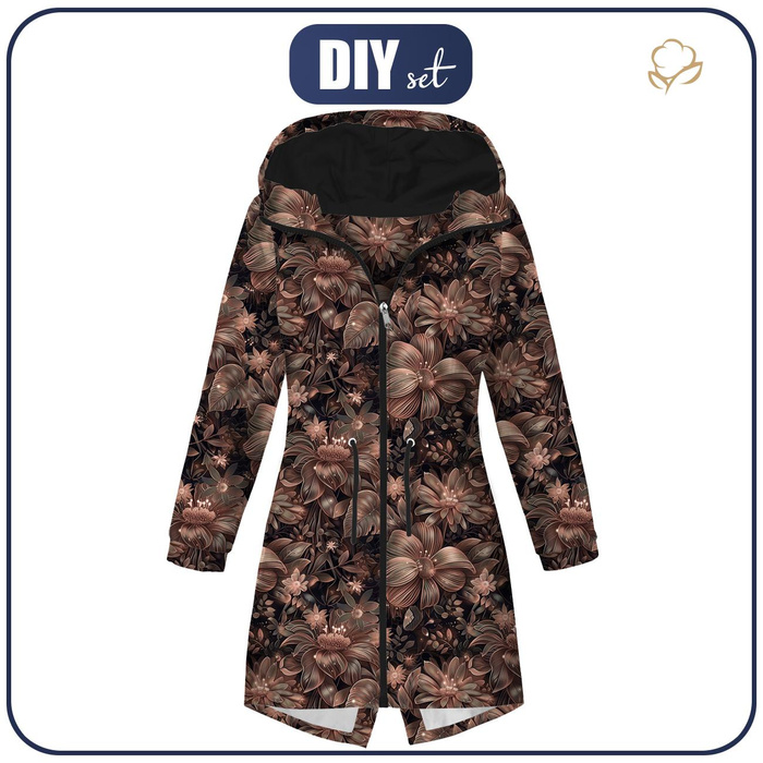 WOMEN'S PARKA (ANNA) - FLOWERS WZ.10/ Mocha Mousse - softshell S