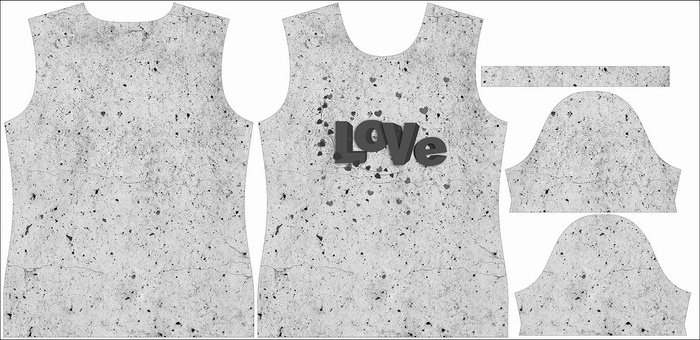 DAMEN T-SHIRT - LOVE / beton - Single Jersey XXL