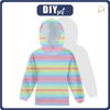 KID'S HOODIE - RAINBOW STRIPES pat.2 - looped knit fabric (98/104)
